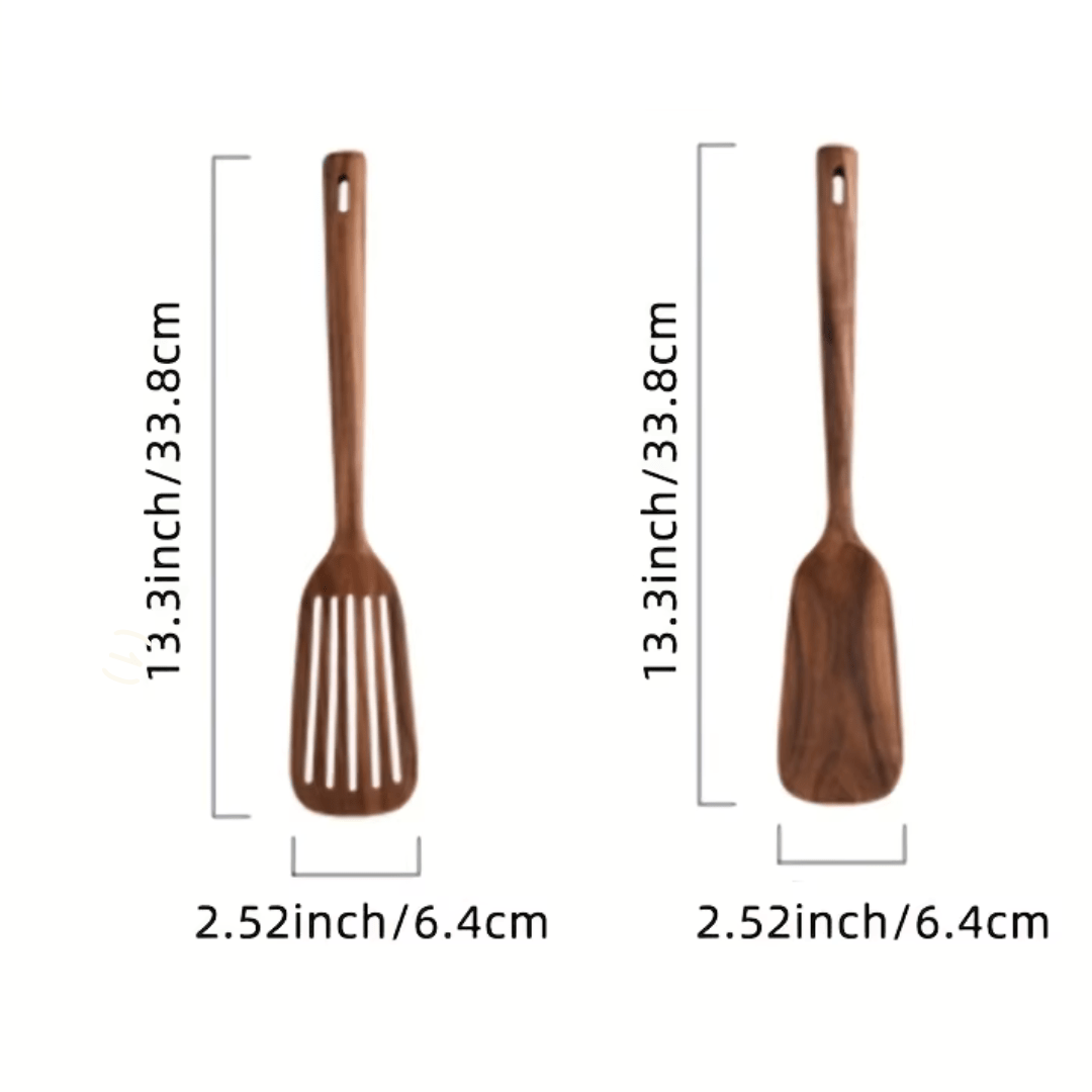 2-Piece Teak Wooden Spatula Set