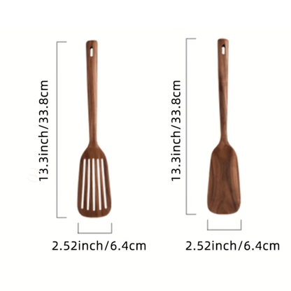 2-Piece Teak Wooden Spatula Set