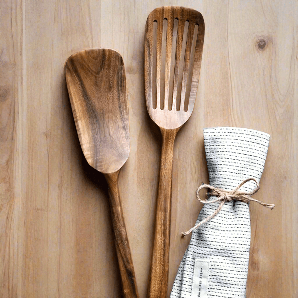 2-Piece Teak Wooden Spatula Set