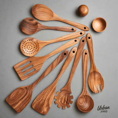 12-Piece Teak Wooden Utensil Set