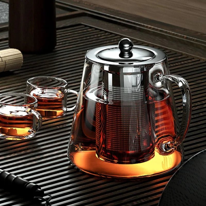 Heat Resistant Glass Teapot with Stainless Steel Tea Strainer