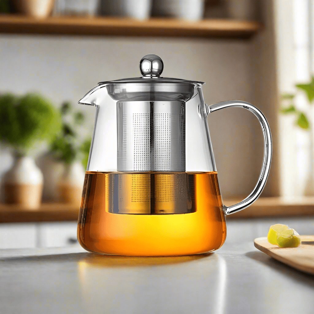 Heat Resistant Glass Teapot with Stainless Steel Tea Strainer