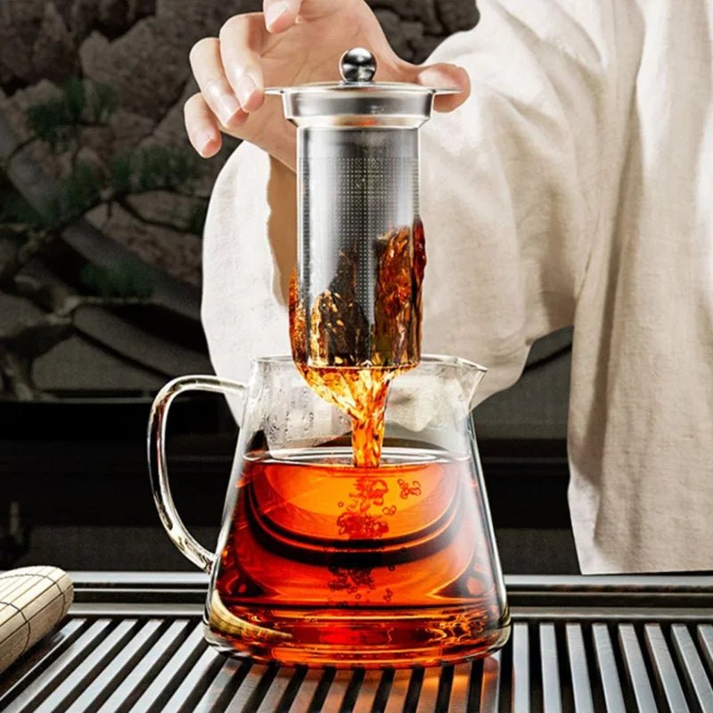 Heat Resistant Glass Teapot with Stainless Steel Tea Strainer