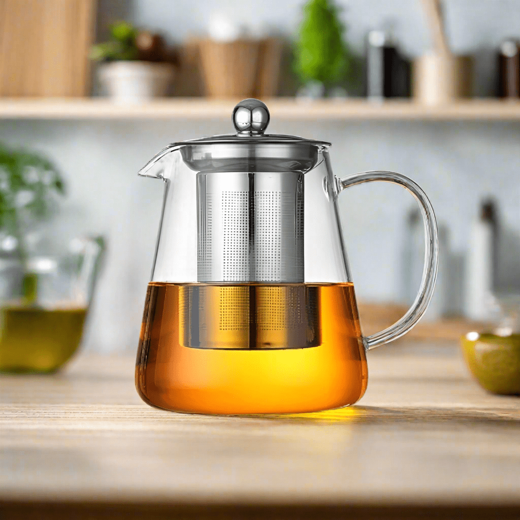 Heat Resistant Glass Teapot with Stainless Steel Tea Strainer