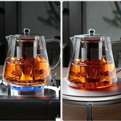 Heat Resistant Glass Teapot with Stainless Steel Tea Strainer