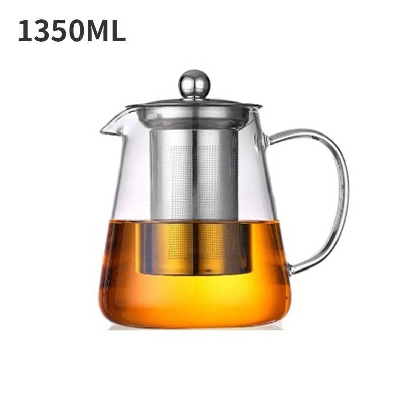 Heat Resistant Glass Teapot with Stainless Steel Tea Strainer