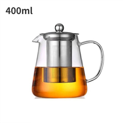 Heat Resistant Glass Teapot with Stainless Steel Tea Strainer