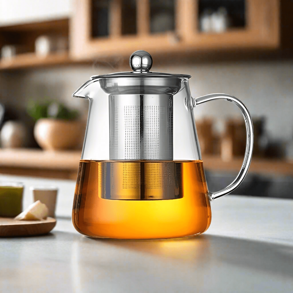 Heat Resistant Glass Teapot with Stainless Steel Tea Strainer